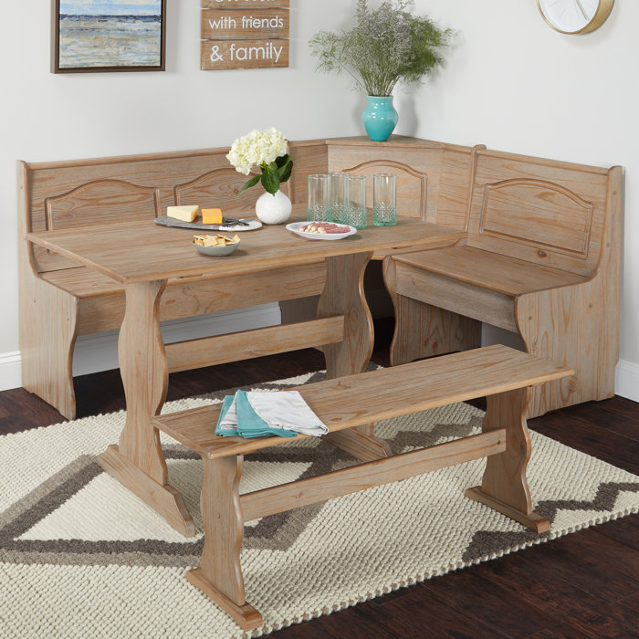 August Grove® Padstow 5 Person Pine Solid Wood Breakfast Nook Dining